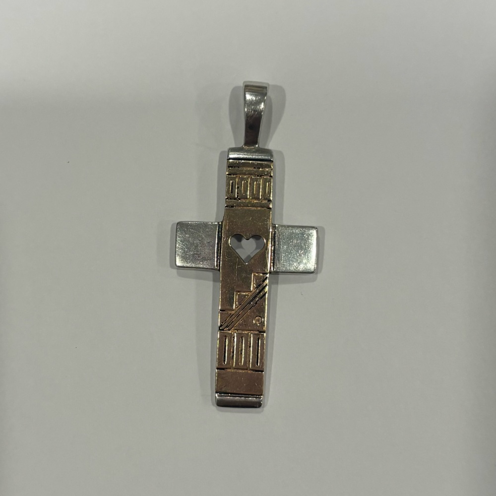 10K and 925 sterling cross pendant